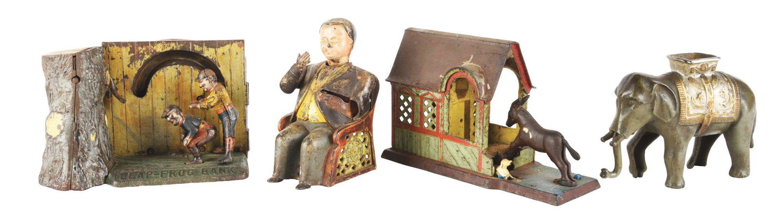 LOT OF 4: CAST-IRON PROJECT BANKS INCLUDING LEAP-FROG (1 of 9)