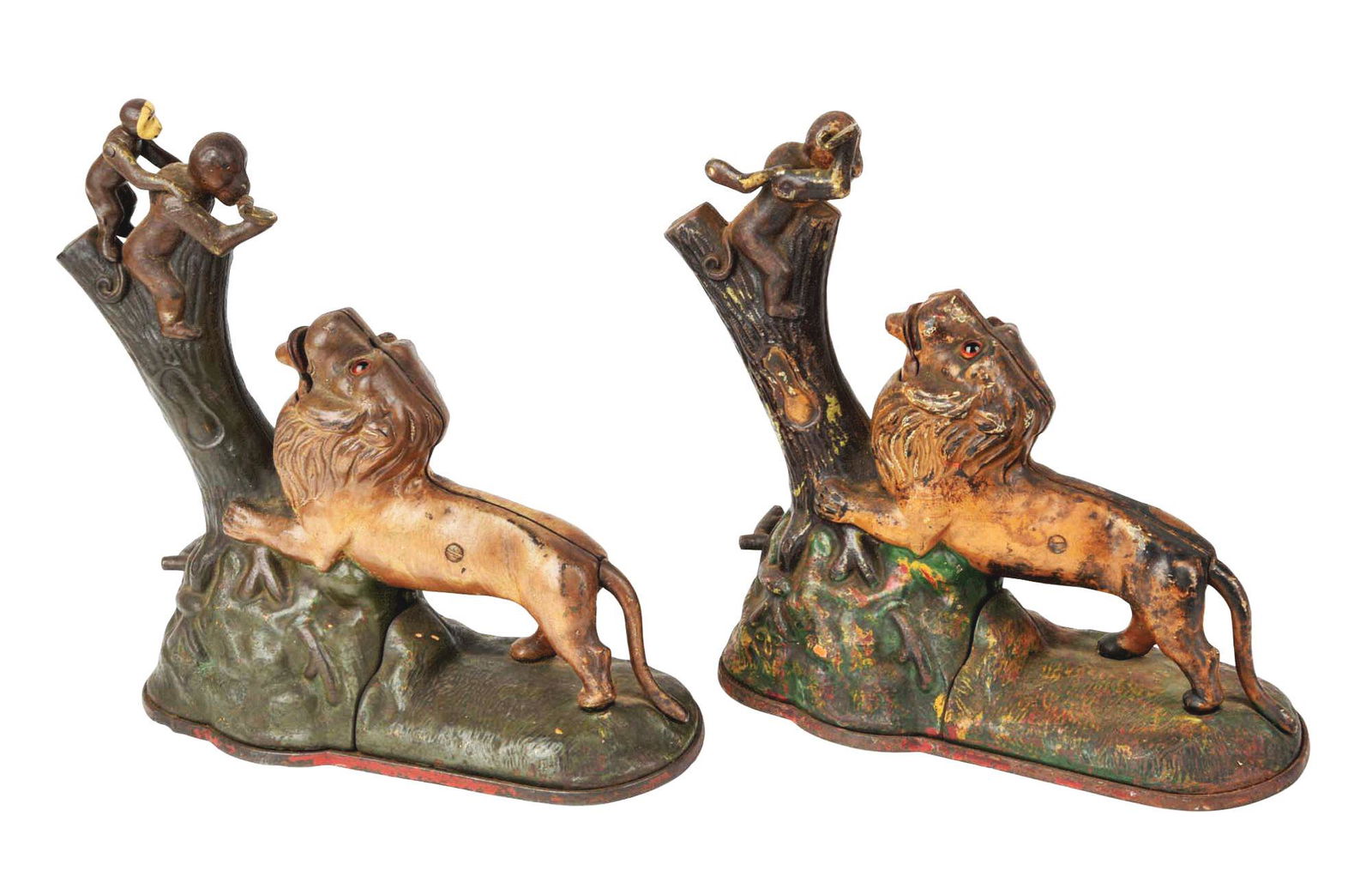 LOT OF 2: LION AND TWO MONKEYS MECHANICAL BANKS. (1 of 6)