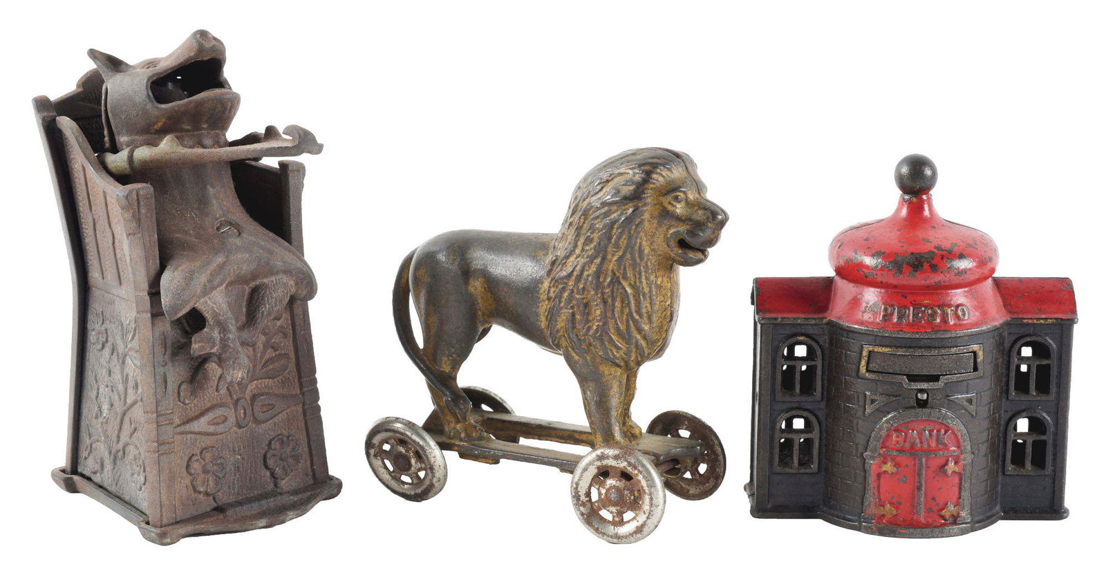 LOT OF 3: PRESTO, PIG IN HIGHCHAIR AND LION MECHANICAL (1 of 4)