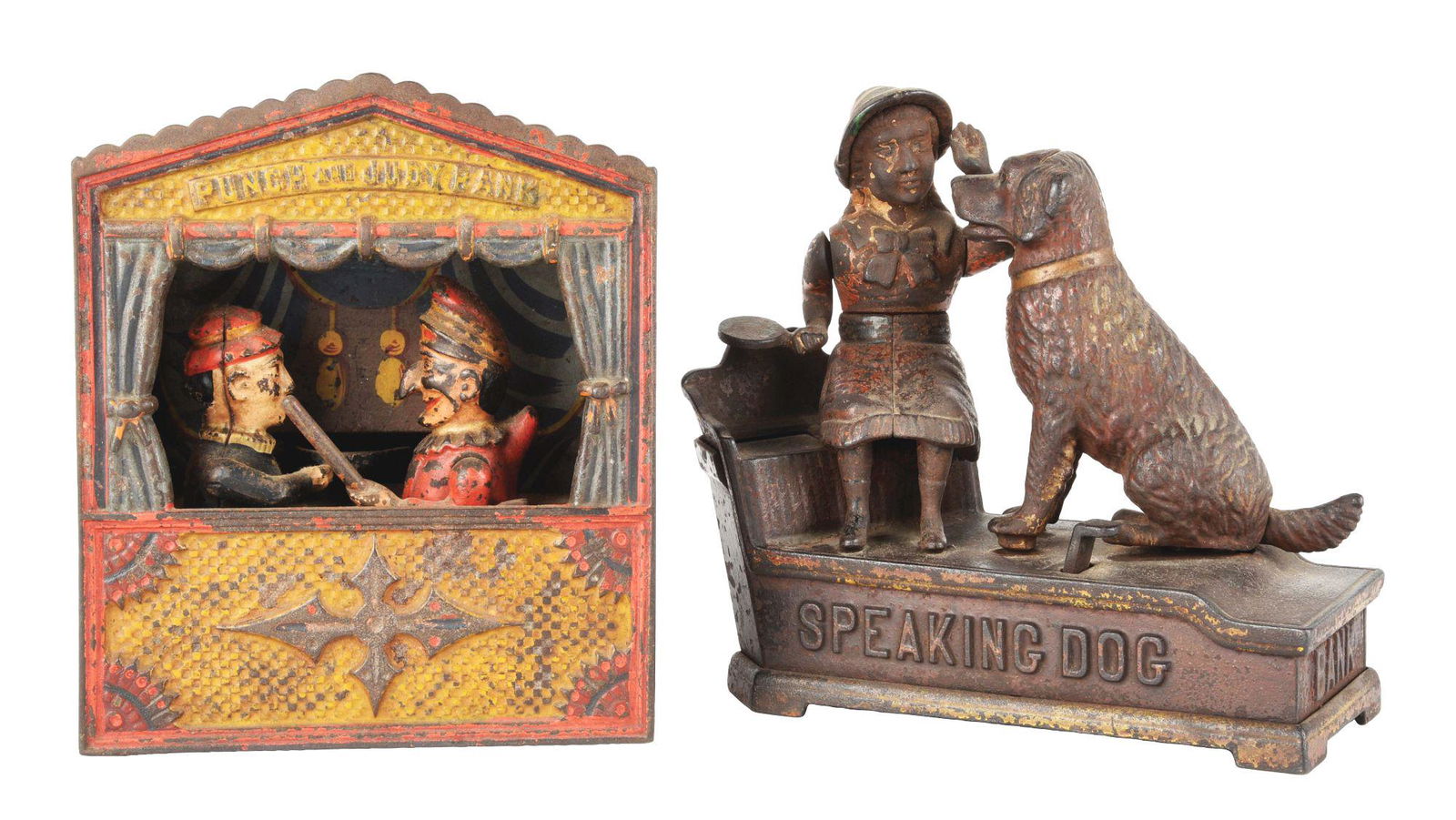 LOT OF 2: SPEAKING DOG AND PUNCH AND JUDY BANKS. (1 of 7)