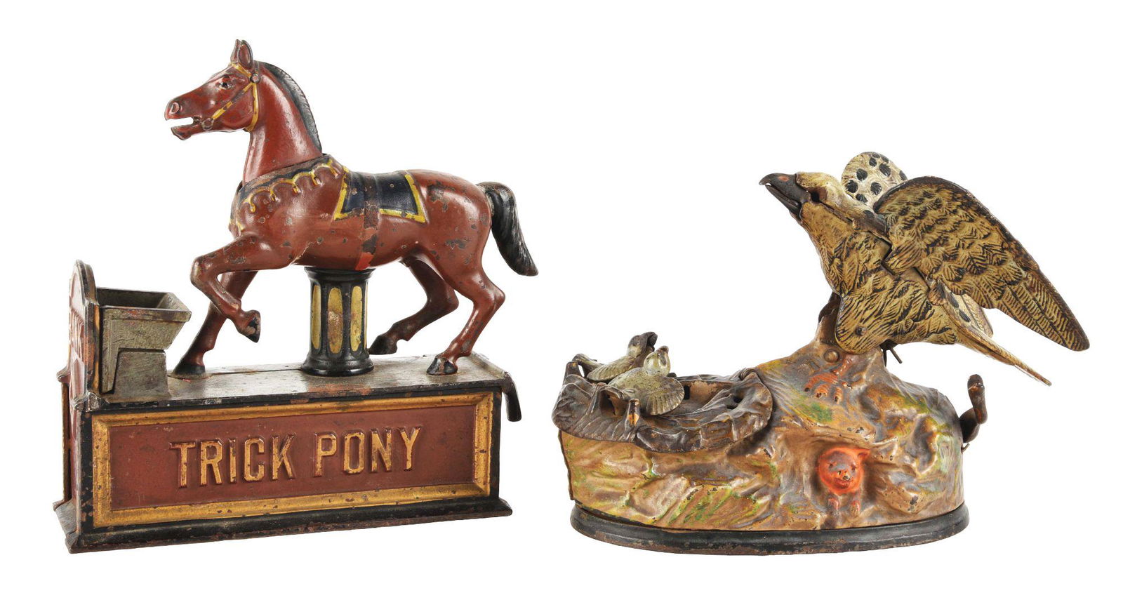 LOT OF 2: CAST-IRON MECHANICAL BANKS INCLUDING EAGLE & (1 of 7)