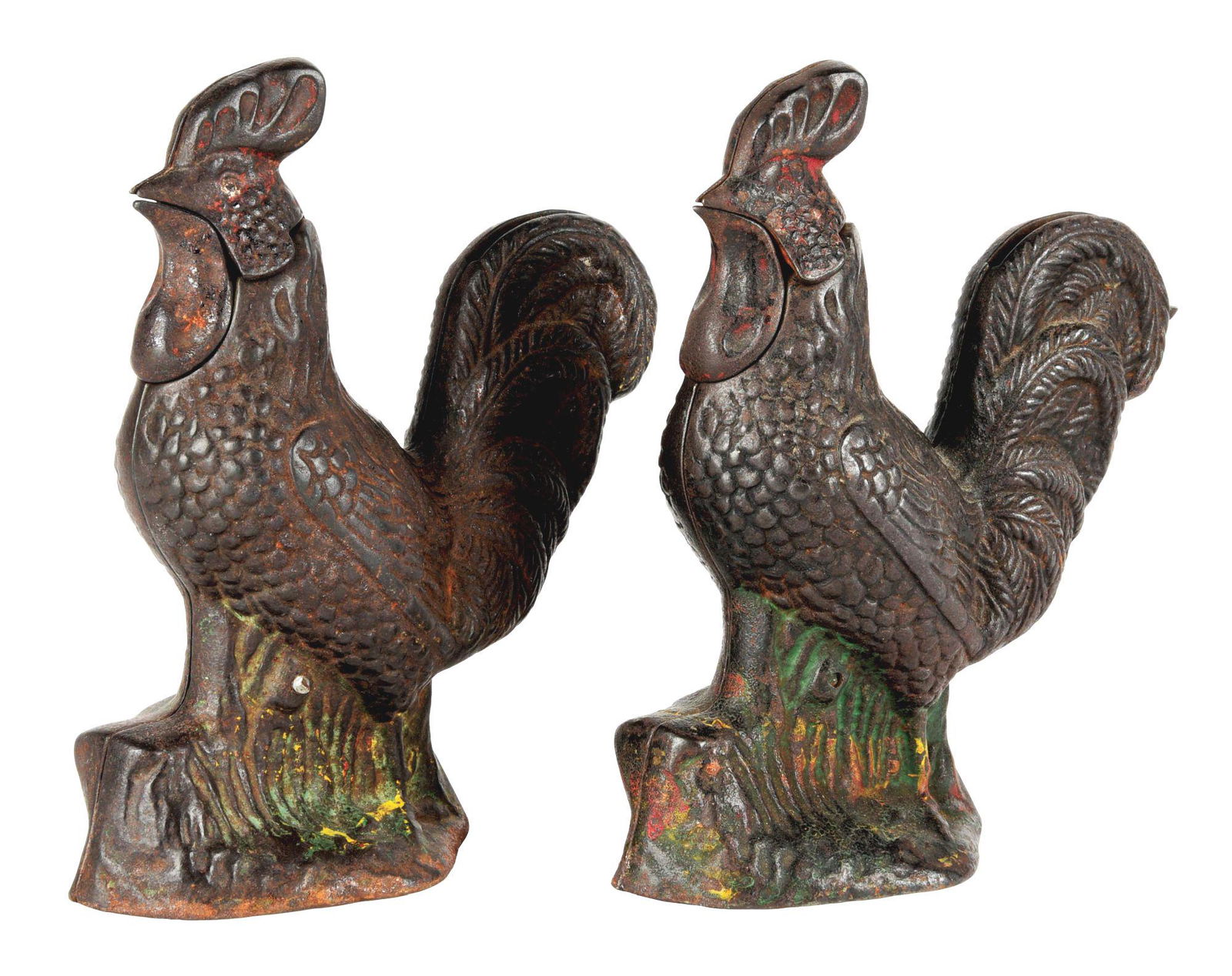 LOT OF 2: CAST-IRON ROOSTER BANKS. (1 of 7)