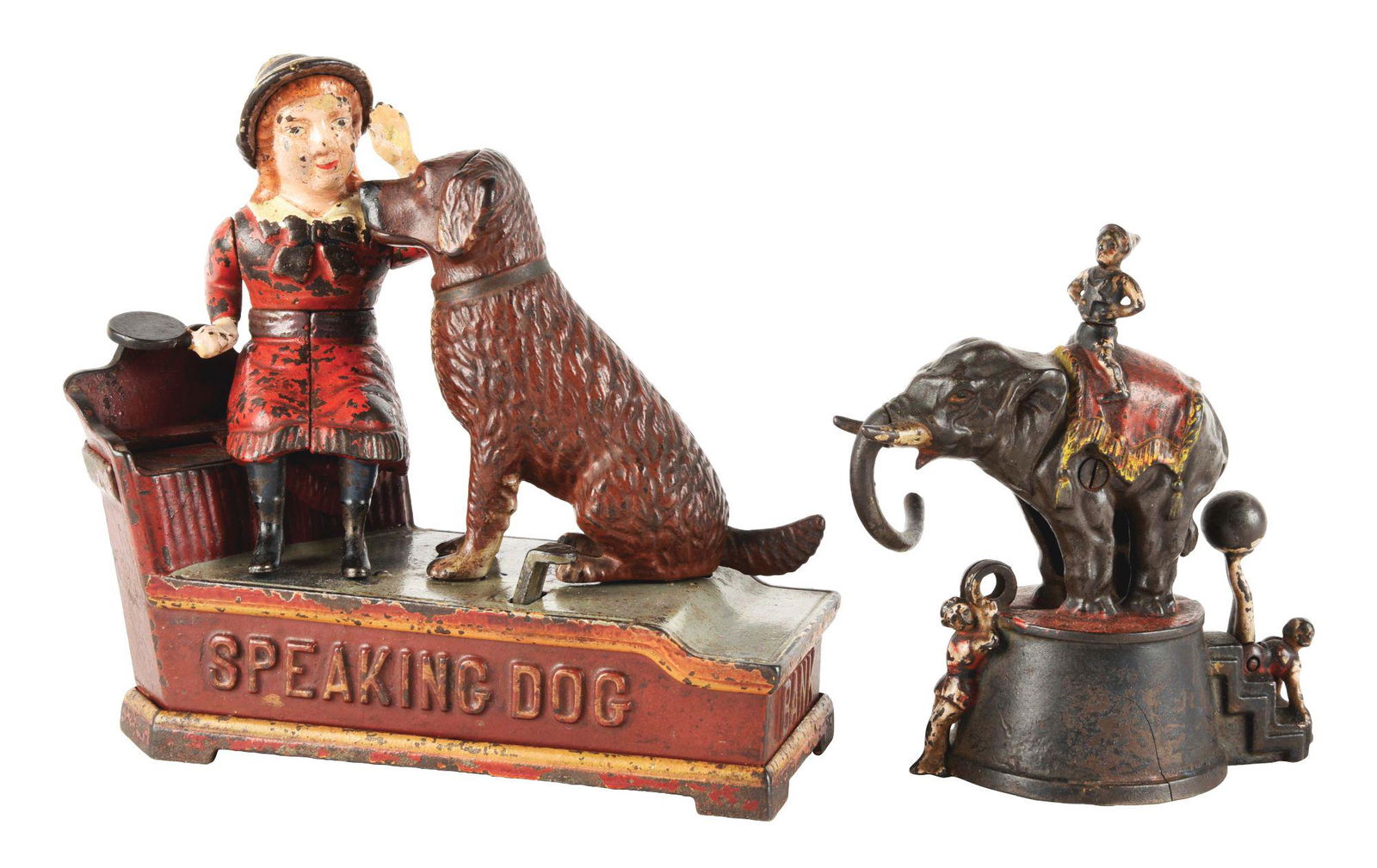 LOT OF 2: CAST-IRON MECHANICAL BANKS INCLUDING SPEAKING (1 of 7)