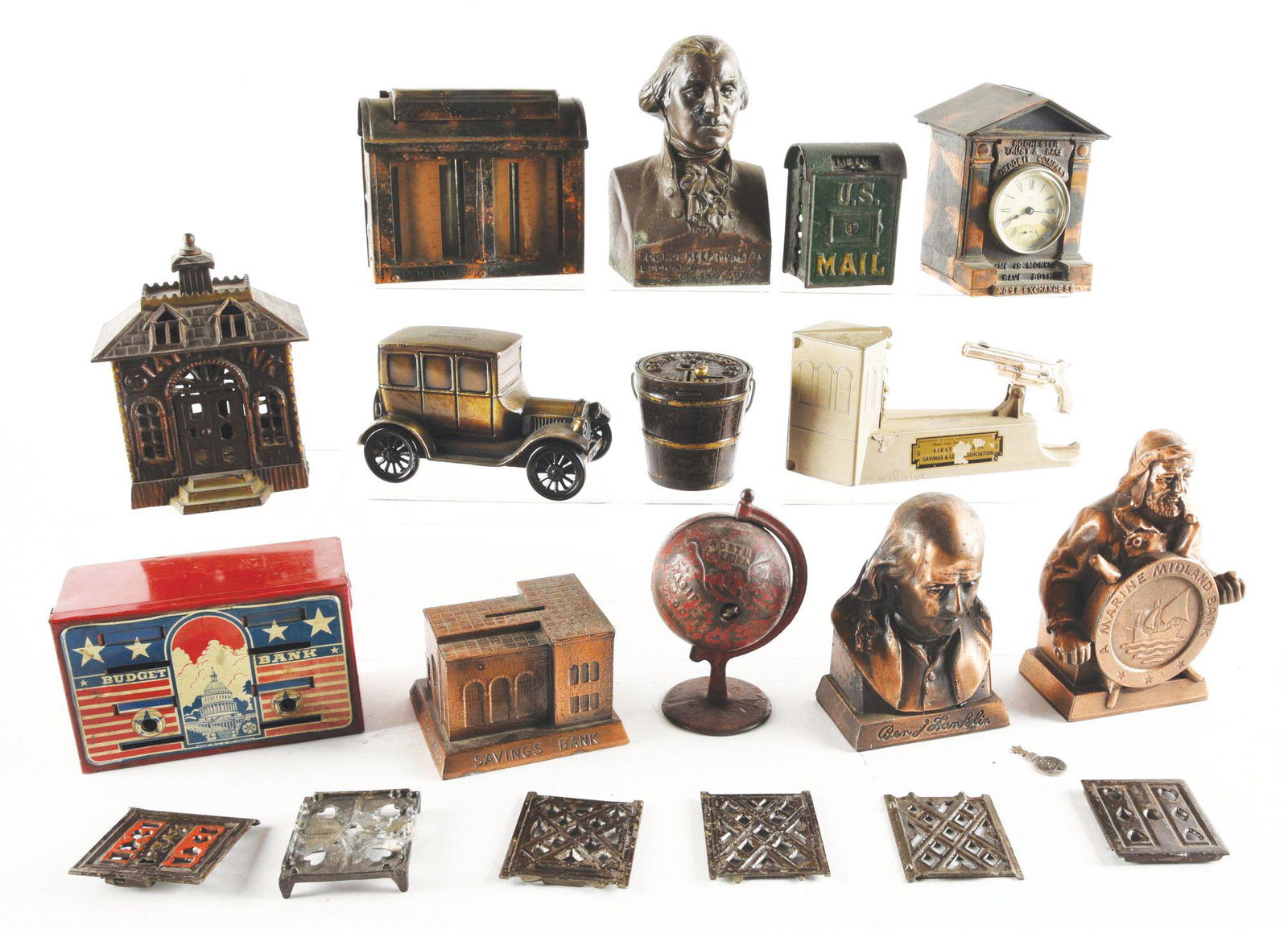 LARGE LOT OF APPROXIMATELY 14 STILL BANKS AND PARTS. (1 of 3)