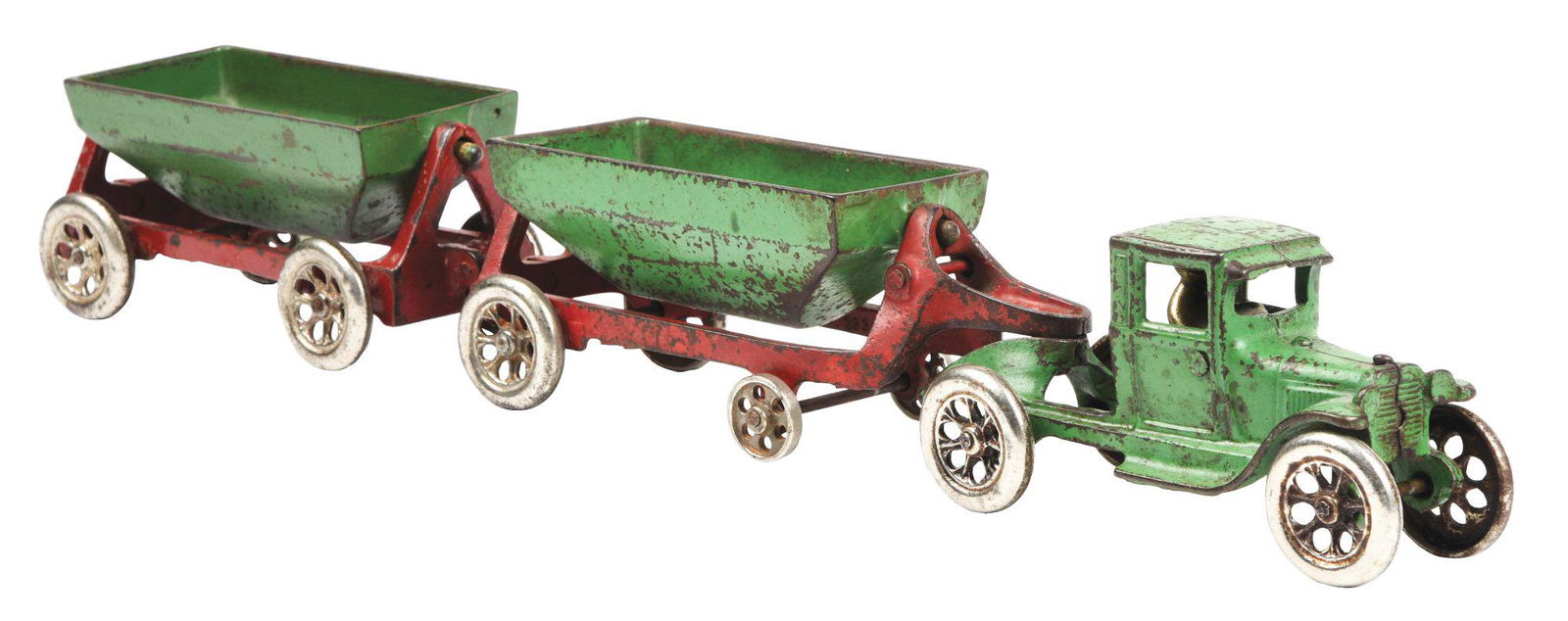 SCARCE CAST IRON ARCADE SIDE DUMP TANDEM. (1 of 3)