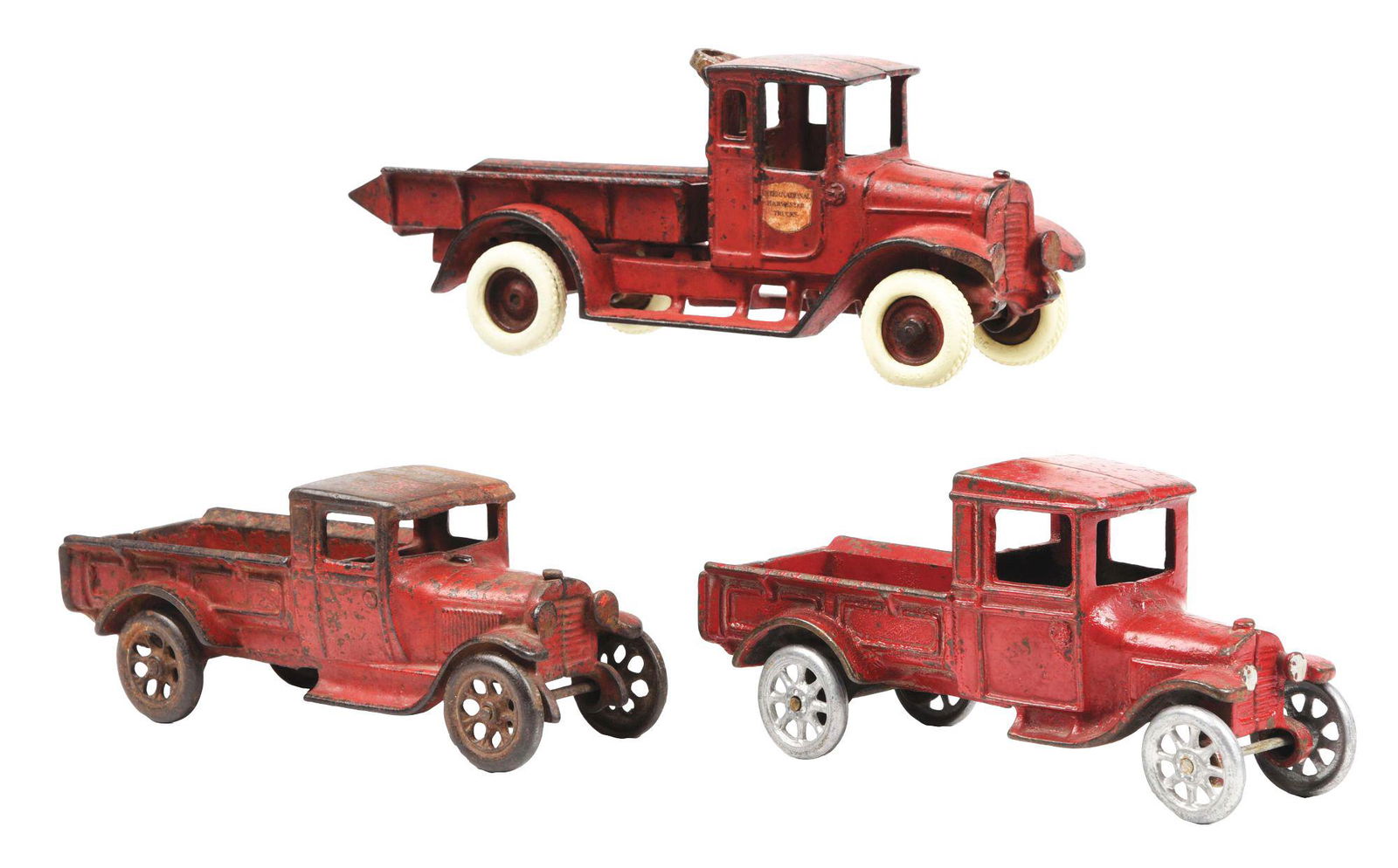 LOT OF 3: CAST IRON ARCADE TOY TRUCKS. (1 of 3)