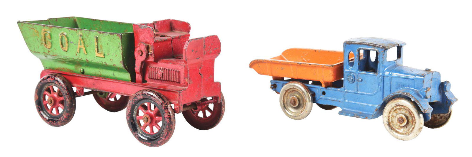 LOT OF 2: AMERICAN MADE CAST-IRON DUMP TRUCKS. (1 of 3)