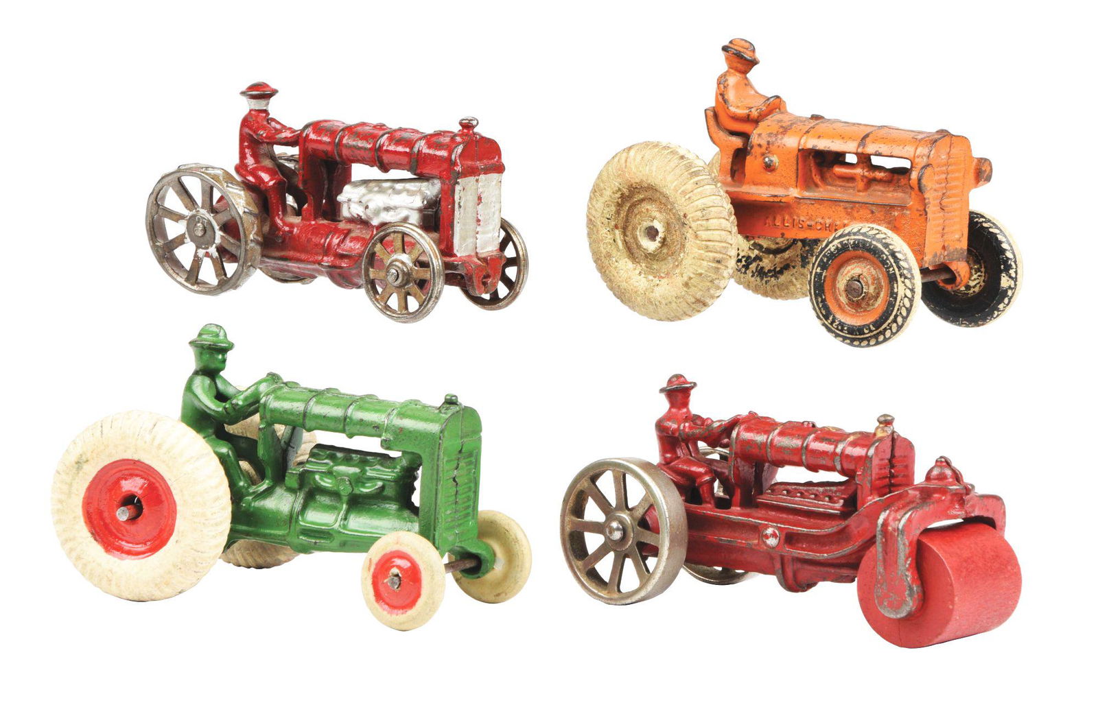 LOT OF 4: CAST IRON AMERICAN MADE TRACTOR TOYS. (1 of 3)