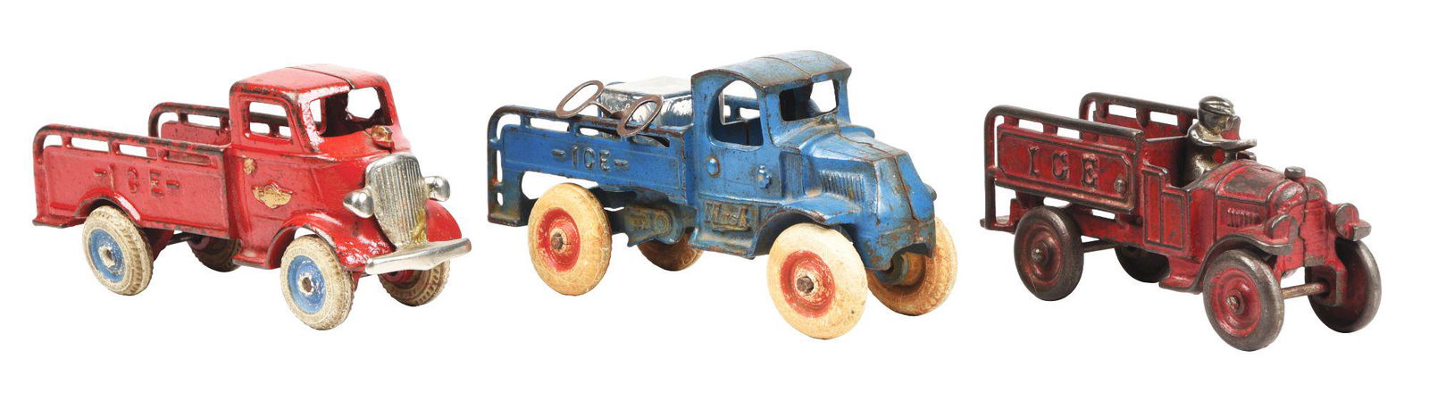 LOT OF 3: CAST IRON AMERICAN MADE ICE TRUCKS. (1 of 3)