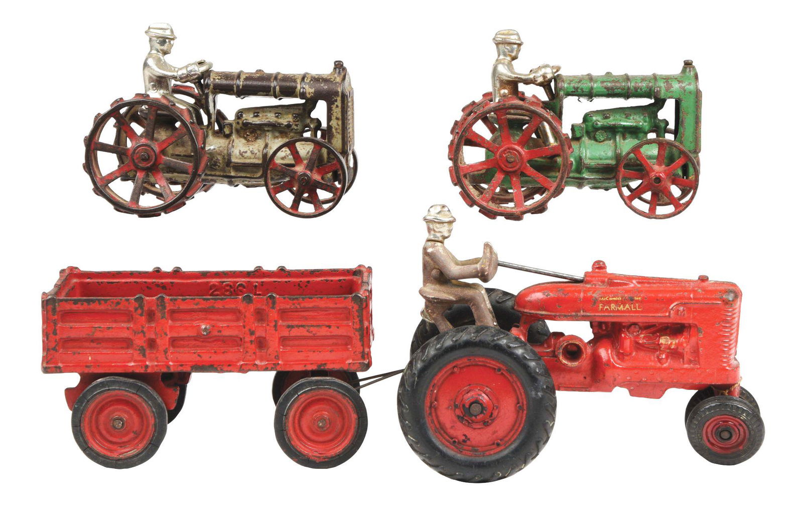 LOT OF 3: VARIOUS CAST IRON AMERICAN MADE TRACTOR TOYS. (1 of 2)