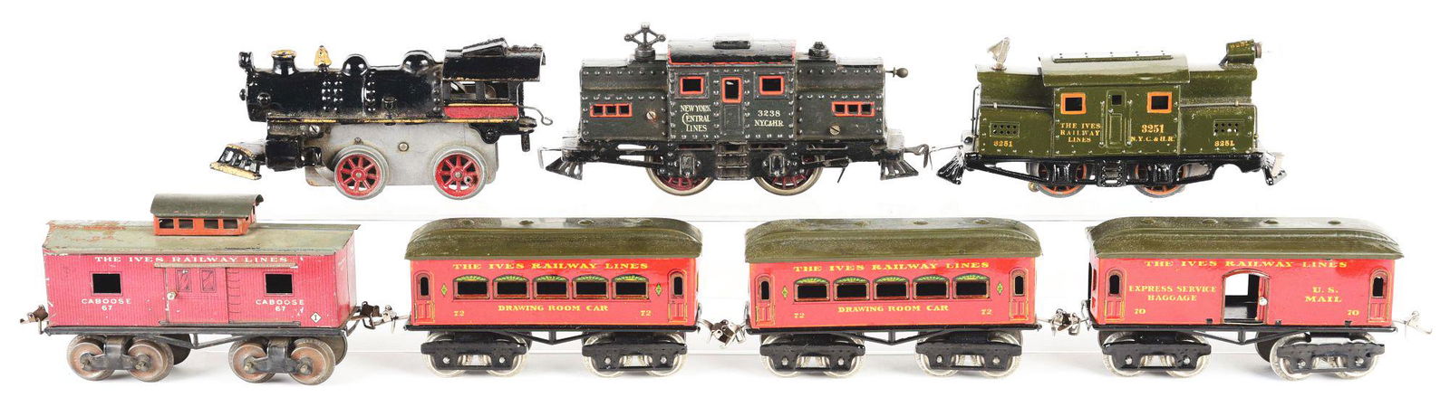 LOT OF 7: IVES PRE-WAR O GAUGE 3238 PASSENGER SET AND (1 of 4)
