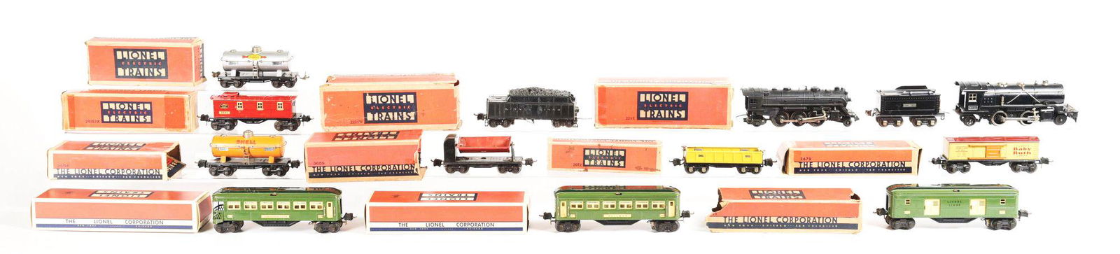 PRE-WAR PASSENGER SET AND PRE-WAR FREIGHT CAR SETS. (1 of 2)