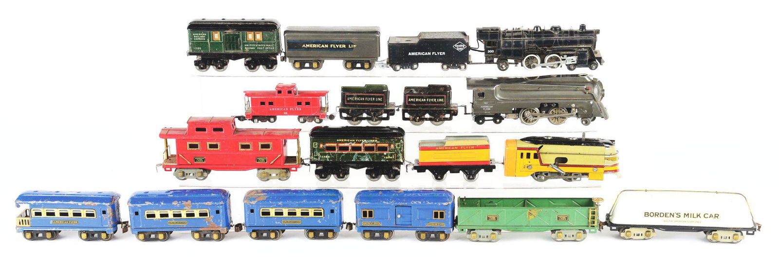 LOT OF 18: AMERICAN FLYER S-GAUGE AND O-GAUGE TRAIN (1 of 2)