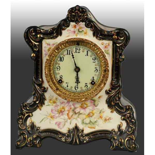 Ansonia Time & Strike China Clock.: Marked "Wabash". No pendulum or back cover. 11 - 1/2" T. (Excellent).