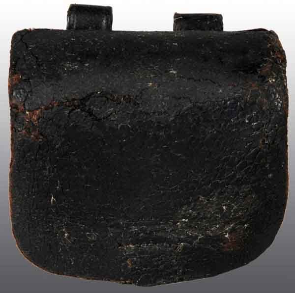 Leather Civil War Cap Box.: Complete. No markings. 3" x 3". (Good).