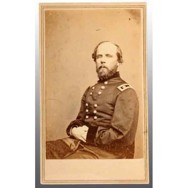Brigadier General Darius Nash Couch CDV.: 7th Massachusetts. Seated view. Commanded Pennsylvania Militia at Gettysburg. Marked "Anthony from Brady" on back. 4" x 2 - 1/2". (Excellent).