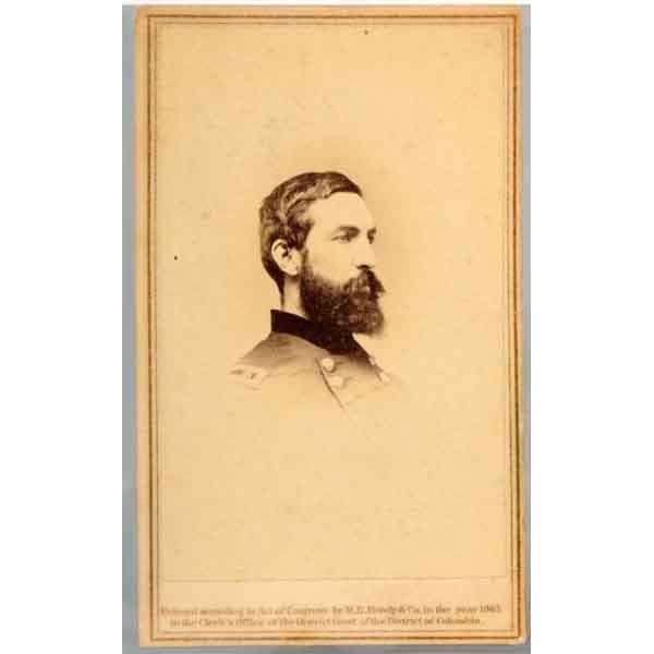 Major General Christopher Columbus Andrews CDV.: Cameo view. Act of Congress 1865. ID'd in bold period ink on back. Marked "Mathew Brady National Gallery" on back. 4" x 2 - 1/2". (Excellent).