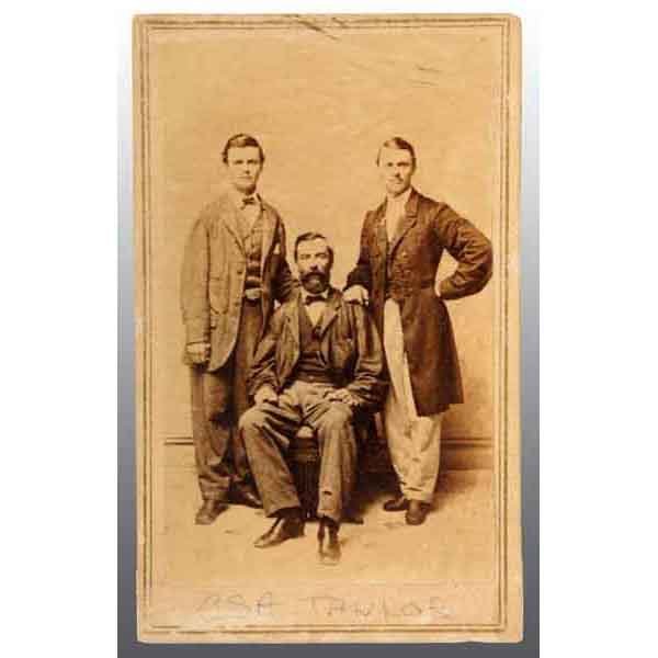 Confederate General & Staff Richard Taylor CDV.: Civilian attire. Son of Zachary Taylor. Marked "B & G Moses, N.O.". 4" x 2 - 1/2". (Excellent).