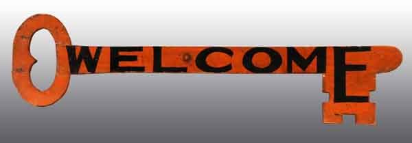 Wooden New Hampshire Inn Welcome Sign.: Nice hand carved sign in the shape of a skeleton key. Original finish. 36" L. (Excellent Plus).