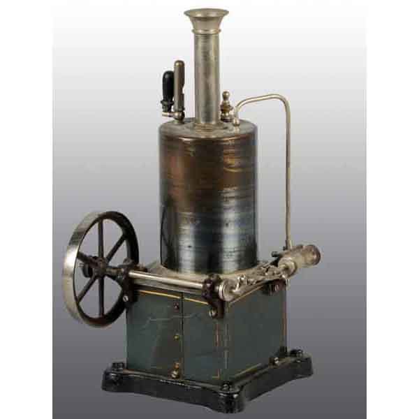 Schoenner Upright No. 102/1 Steam Engine.: Circa 1900. Interesting horizontal cylinder mounted on the side of the firebox. Lagging on cylinder appears to be missing. 9" x 5 - 1/4". (Excellent).