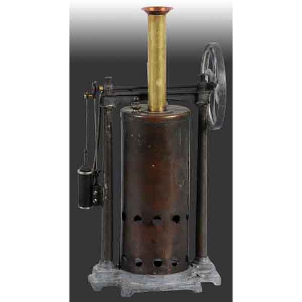 Carette Vertical Steam Engine.: Includes side stanchions to support the engine and flywheel. This style steam engine was made by Weeden, Doll, Rossignol and Carette. It is not known who was first and who copied who. A Sears Roebuck 