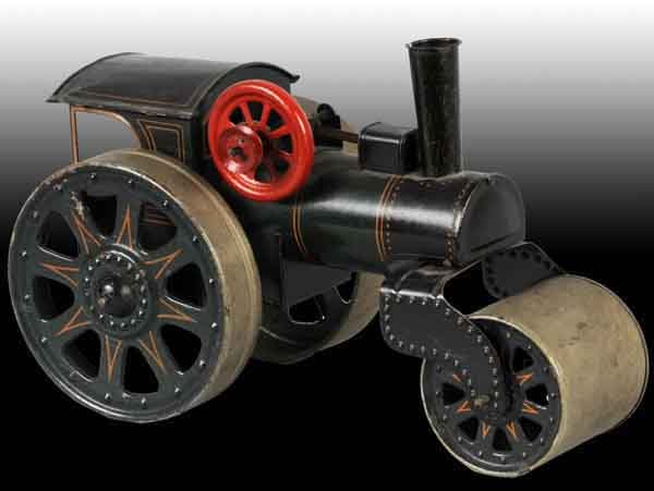 German Tin Wind Up Steam Roller.: Believe to have been made by Bing. 6" x 9 - 1/4". (Very Good).