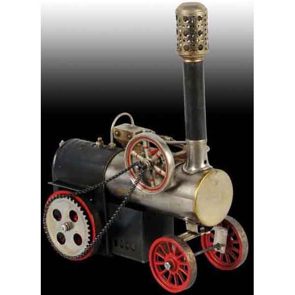 Weeden No. 643 Large Steam Traction Engine.: Circa 1924 to 1937. Boiler is made of brass and is nickel plated. The double acting cylinder exhausts through the smoke stack. Includes drive chain, water glass and a safety valve. This is the transit