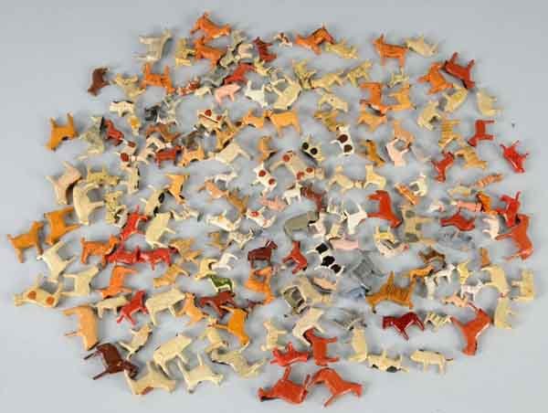 Large Lot of Erzegebirge Noah's Ark Animals.: Carved wood. Includes more than 180 various animals for use with Noah's Ark or farm scenes. Most are one to two inches long. (Very Good).