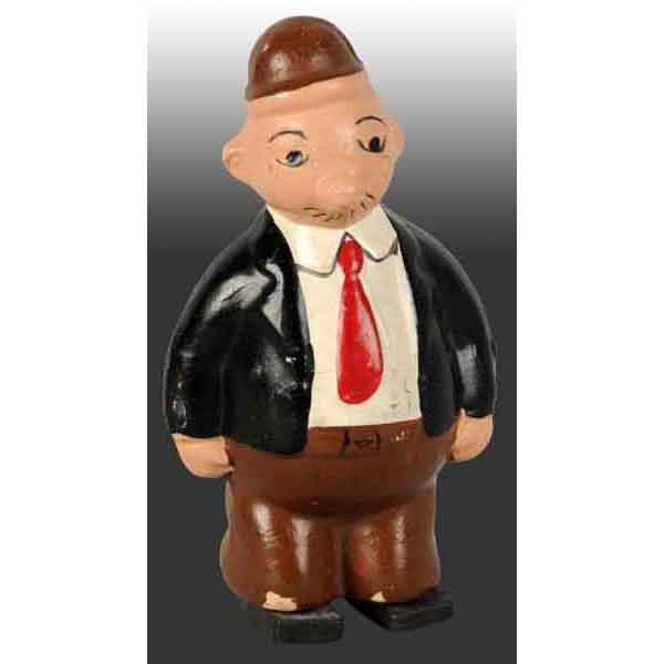 Composition Wimpy Thimble Theater Walker Toy.: Marked "1929 King Features Syndicate" on foot. This toy is one of a set of three figures. Some chipping and wear to bottom of legs and some crazing to right arm. 5" T. (Very Good).
