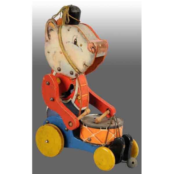 Fisher Price No. 102 Drummer Bear Toy.: American. 1931. All original. Minimal wear. 11" T. (Excellent).