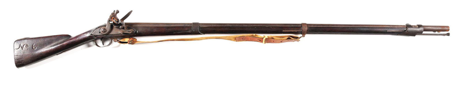 (A) 1797 COMMONWEALTH OF PENNSYLVANIA FLINTLOCK MUSKET: Commonwealth of Pennsylvania Flintlock Musket built by John Miles Sr. of Philadelphia, Pennsylvania circa 1800. Round smoothbore musket type barrel with stud for socket type bayonet on bottom of barre