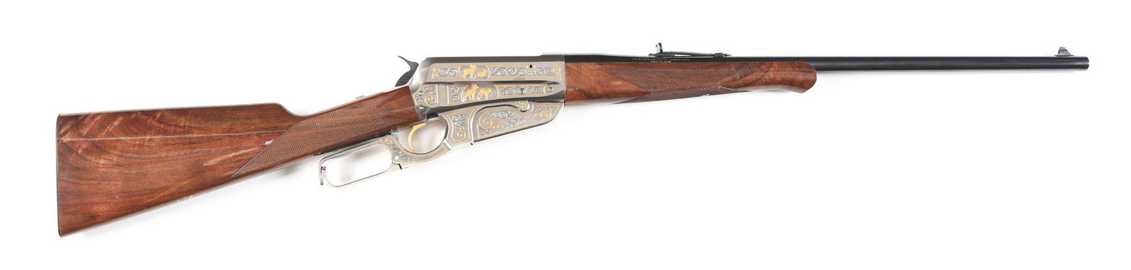 (M) WINCHESTER MODEL 1895 LIMITED EDITION LEVER ACTION: Winchester Model 1895 Limited Edition lever action rifle with matching factory box. 24" round barrel in .30-06 Springfield with rifle rear sight and blade front. Coin finished receiver with engraved s