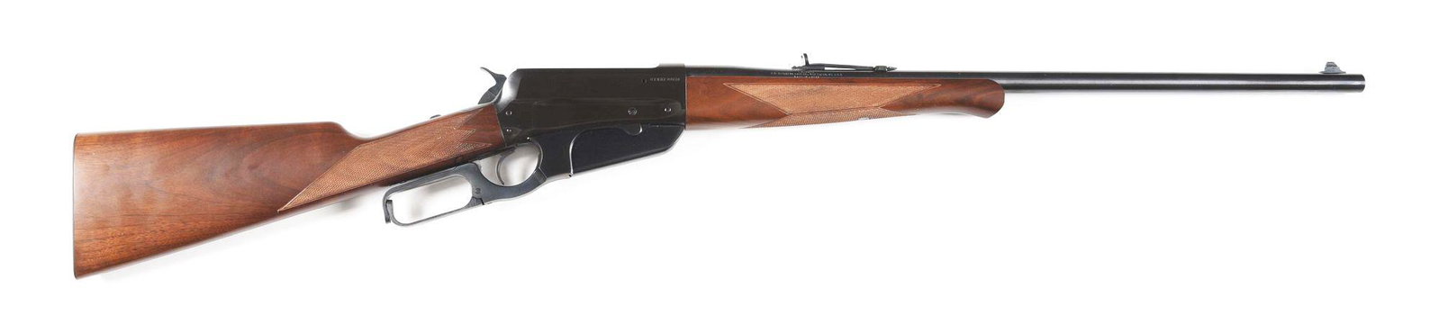 (M) WINCHESTER MODEL 1895 LEVER ACTION RIFLE.: Winchester Model 1895 lever action rifle manufactured by US Repeating Arms Company. 24" round barrel chambered in .270 Winchester with rifle rear sight and blade front. Two piece checkered walnut stoc