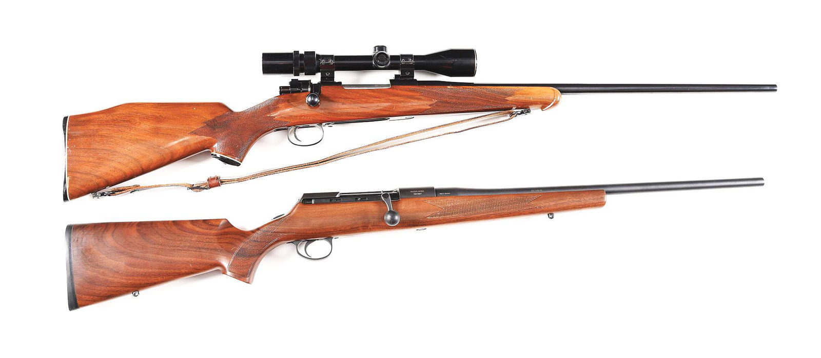 (M) LOT OF 2: FLAIG ACE MAUSER 98 AND MAUSER M96: Lot consists of (A) Custom Mauser rifle built by Flaig's of Millvale, Pennsylvania circa the 1950's and known as a "Flaig's Ace". Blued tapered round rifled barrel with no sights marked "Flaig's Ace".