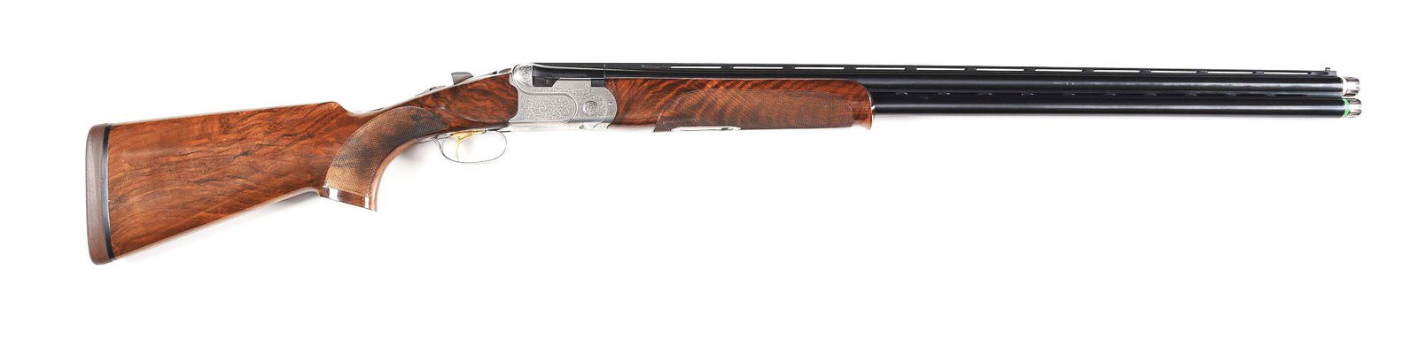 (M) BERETTA DT-10 TRIDENT L SPORTING 12 BORE OVER UNDER: Circa 2003. Italian built sporting gun with 32" blued barrels. Monobloc barrels built with multi chokes, ejectors, and double ventilated ribs. Top rib file cut with round steel mid bead and round whit
