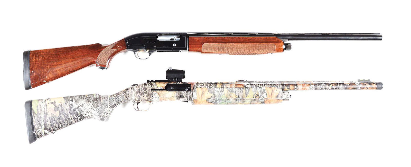 (M) LOT OF 2: BERETTA MODEL A.303 AND MOSSBERG 935 SEMI: Lot consists of (A) Beretta Model A.303 semi-automatic shotgun made by P. Beretta in Italy from circa 1987 to 1996. Blued steel barrel with screw in chokes and ventilated rib barrel and bead front sig