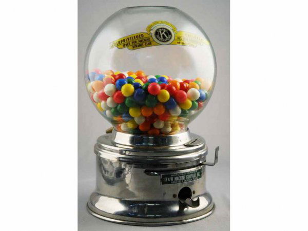 H&W Coin-Op Bubble Gum Machine.: 11" T. (Excellent.)