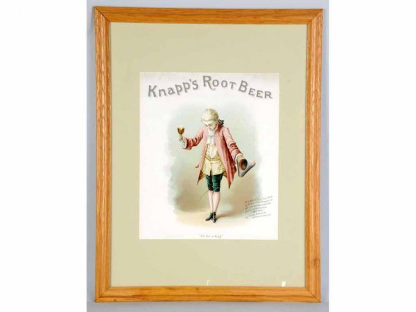 Paper Knapp's Root Beer Sign.: Framed under glass. 25" x 18".