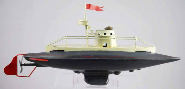 Bing Tin Wind-Up Submarine Toy.: German. Marked "GBN" on top. Made in Bavaria. Working. 12" L. CORRECTION – Includes Key.