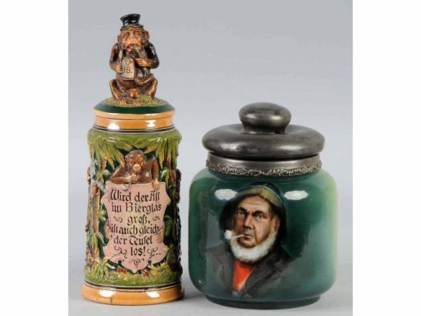 Lot of 2: Pieces. German Stein & Tobacco Jar