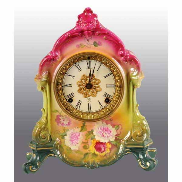 Ansonia Time & Strike China Clock.: In German case. Marked "La Rambla". Has pendulum. 12" T.