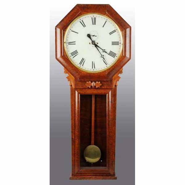 Large Octagonal Time & Strike Wall Clock.: Has pendulum. Beautiful wood. 58" T.