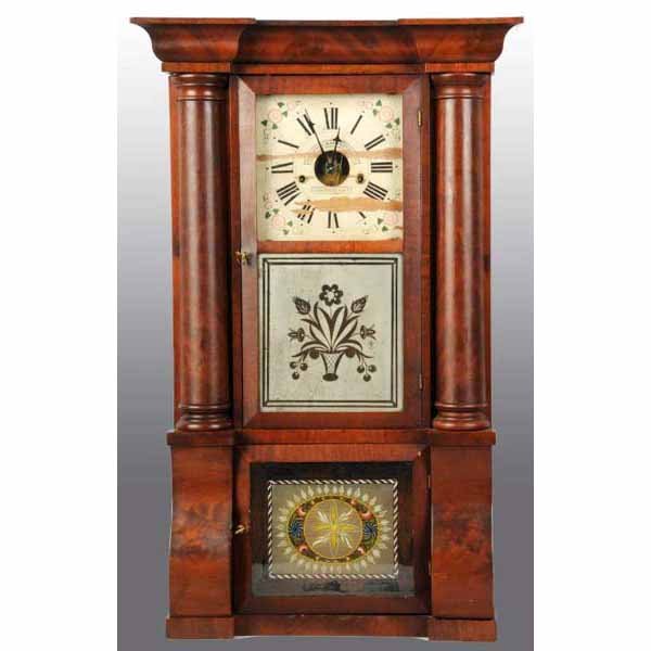 Time & Strike Bristol, Connecticut Shelf Clock.: With two weights. Original glass inserts. Paint loss to face. 34" x 21 - 1/2".
