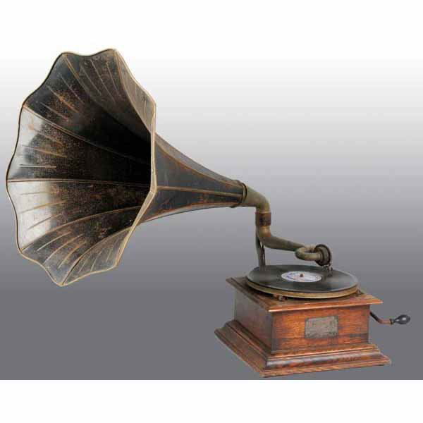 Victor Phonograph Record Player with Metal Horn.: Working. 6" T.