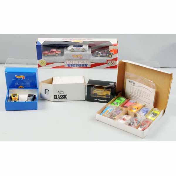 Lot of Assorted Mattel Hot Wheels.: Includes Revealers Prize Set with congratulatory prize winner note and ten cars in shipping box, one 1996 three-car Olympic Set with American Camaro, one KB Toy Stores exclusive Special Edition Hot Ro