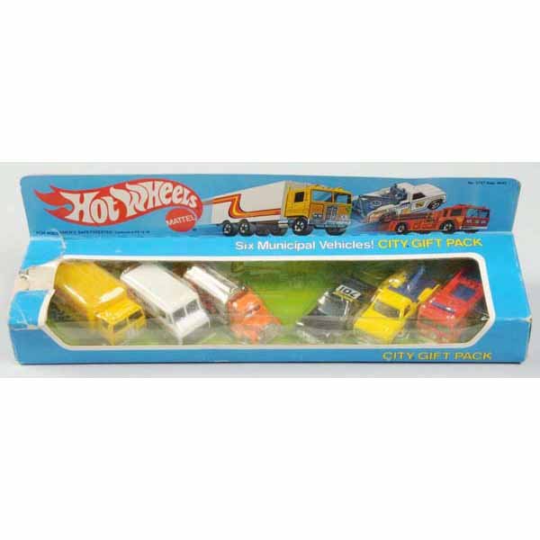 Hot Wheels City Municipal Vehicle Gift Pack.: Manufactured by Mattel. Mint sealed in original box. Box has some tape repair, tearing, and creasing.