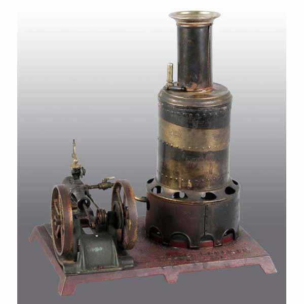 Weeden No. 49 Upright Steam Engine.: This engine appears complete except for the missing wood handle on the steam line valve. Tarnished with some surface rust. 11 - 1/2" x 10".