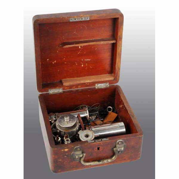 Steam Engine Indicator.: In original wood case. Indicators were used to set the optimum cut off steam valve gear location to maximize power and efficiency in the operation of a steam engine. Case: 9" x 8 - 1/4" x 5".