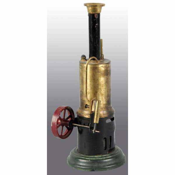 Bing No. 130/13 Vertical Steam Engine.: Sold by Sears Roebuck for 98 cents in 1912. With safety valve, whistle and an oscillating cylinder. 9" T.