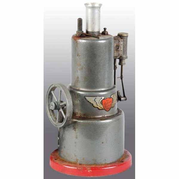 "The Robert Fulton Line" Electric Steam Engine.: All original with a whistle, a safety valve and a stationary cylinder engine. 10"T.